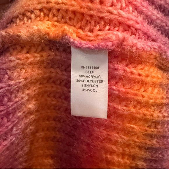 VICI Ombre Knit Belted Cardigan Small Pink Orange Purple Cozy Fall Sweater - Picture 7 of 8